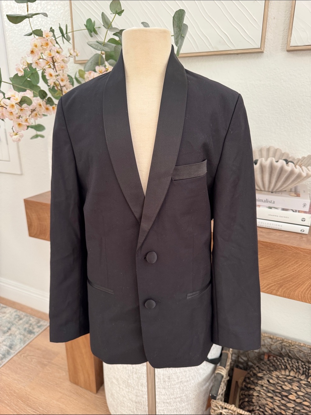 Black Shawl Collar Boys Blazer
